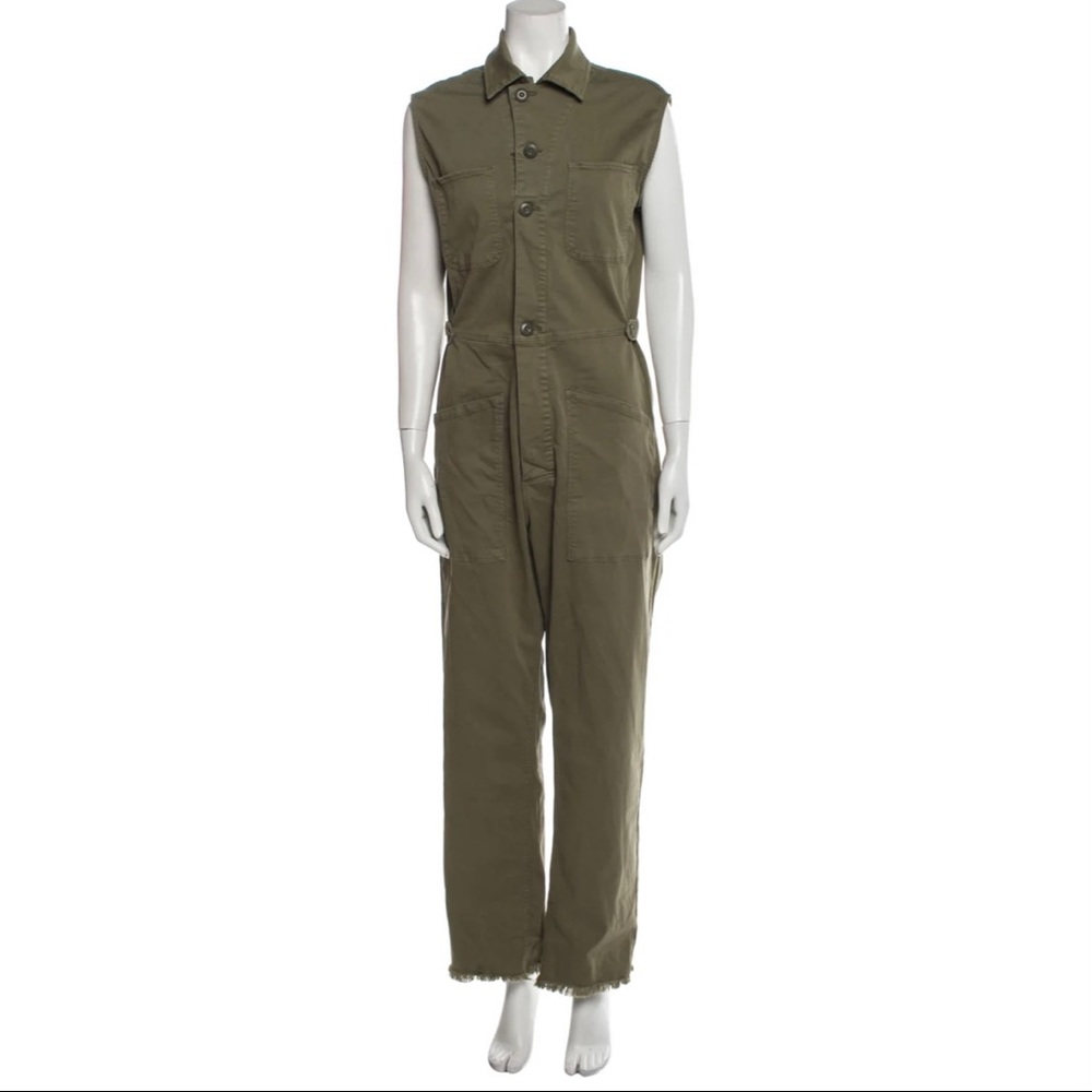 Frame Denim Khaki Sleeveless Jumpsuit
